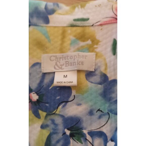 Christopher & Banks Multicolor Floral Blazer Women's Medium 100% Cotton Summer - Picture 6 of 8